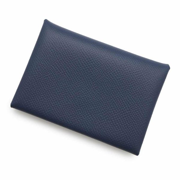 エルメス コインケース カルヴィ デュオ ブルーネイビー/シルバー金具 エプソン B刻印 財布