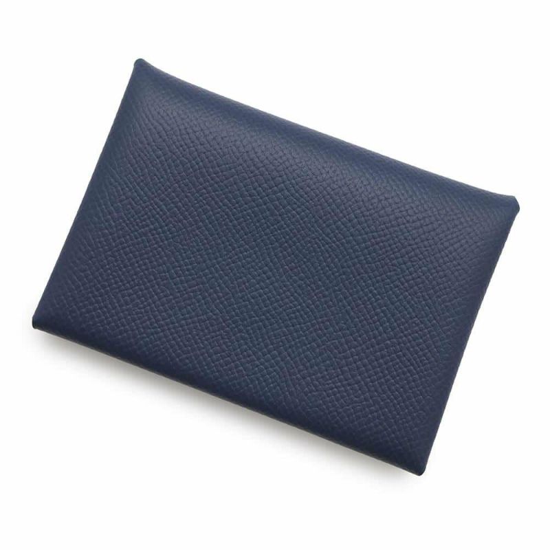 エルメス コインケース カルヴィ デュオ ブルーネイビー/シルバー金具 エプソン B刻印 財布