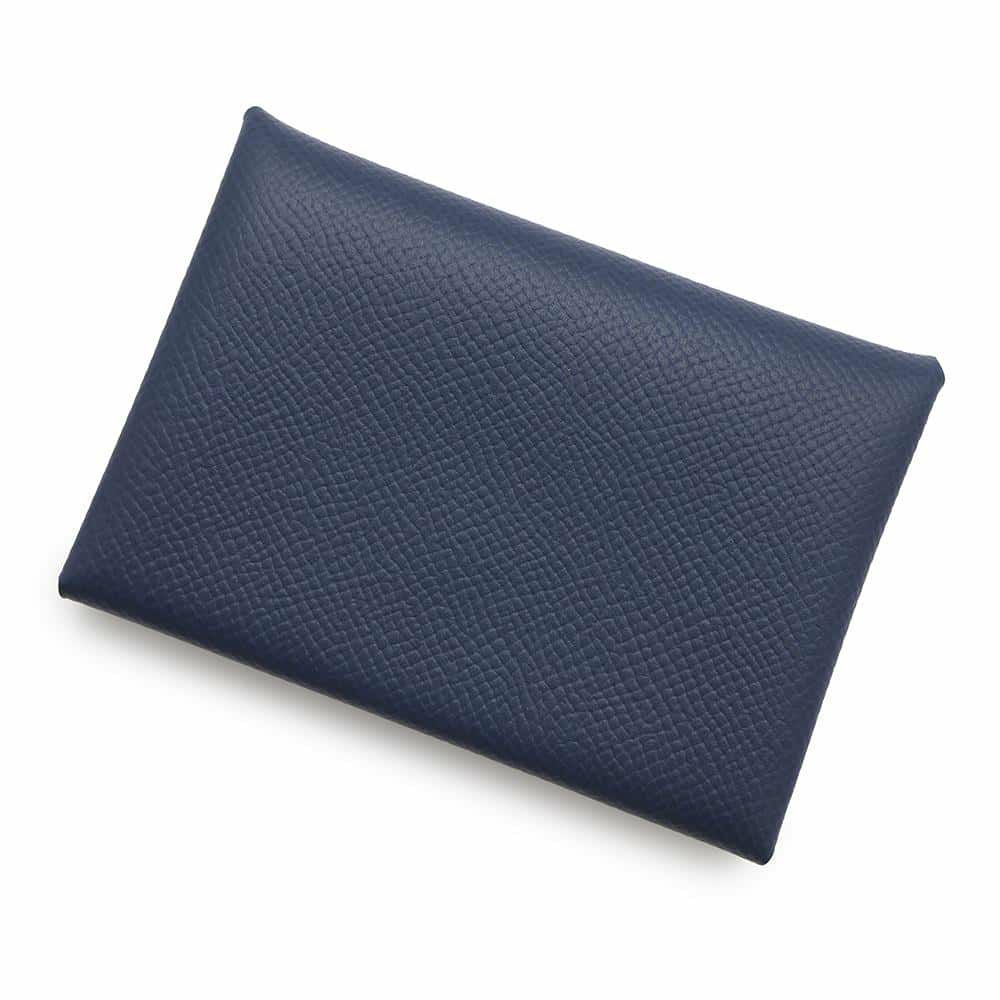エルメス コインケース カルヴィ デュオ ブルーネイビー/シルバー金具 エプソン B刻印 財布