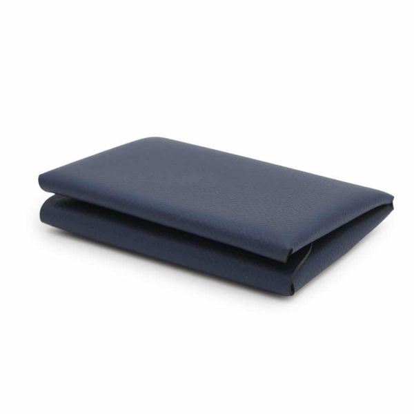 エルメス コインケース カルヴィ デュオ ブルーネイビー/シルバー金具 エプソン B刻印 財布