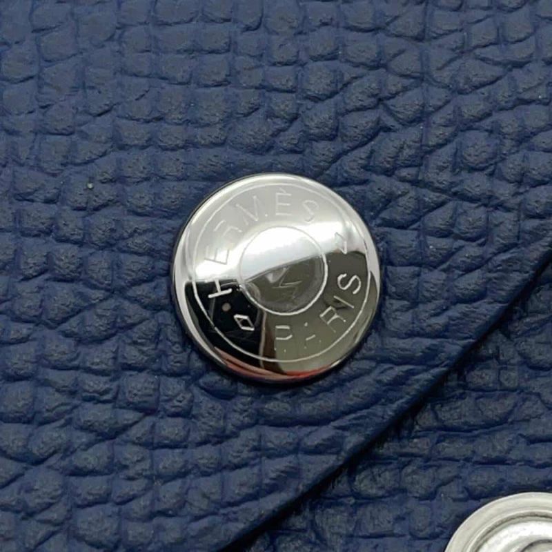 エルメス コインケース カルヴィ デュオ ブルーネイビー/シルバー金具 エプソン B刻印 財布