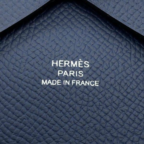 エルメス コインケース カルヴィ デュオ ブルーネイビー/シルバー金具 エプソン B刻印 財布