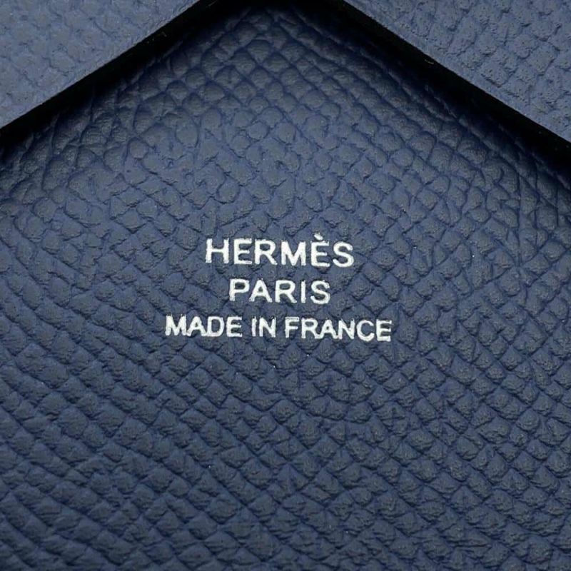 エルメス コインケース カルヴィ デュオ ブルーネイビー/シルバー金具 エプソン B刻印 財布
