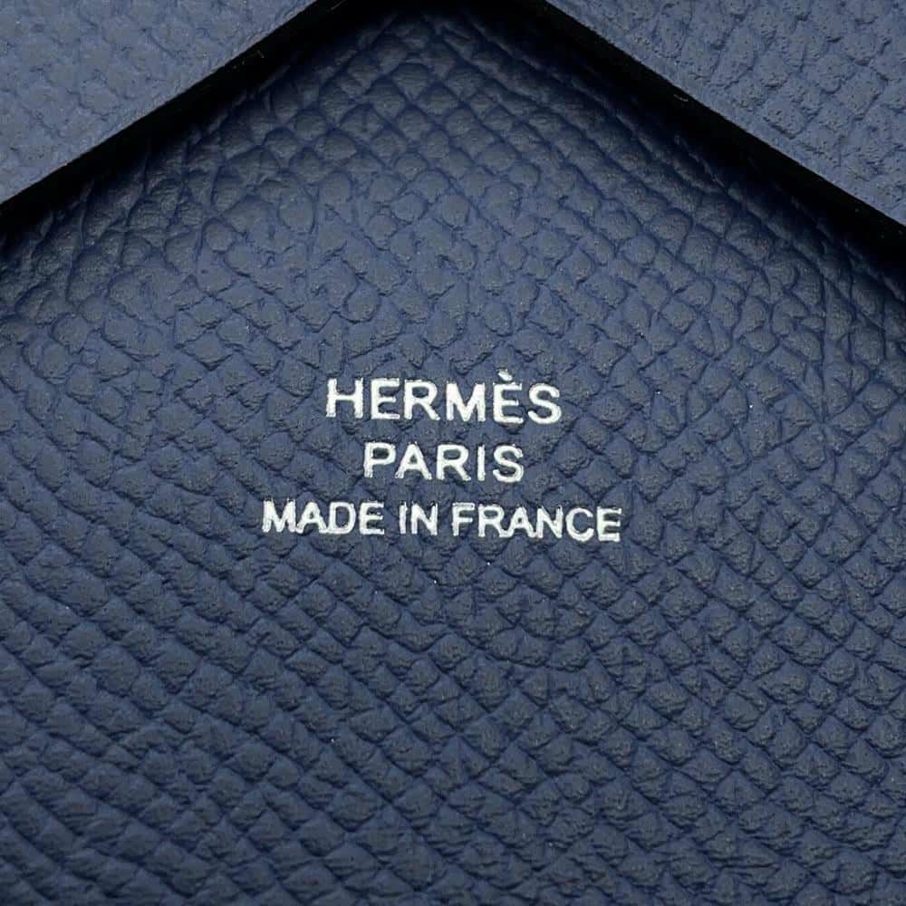 エルメス コインケース カルヴィ デュオ ブルーネイビー/シルバー金具 エプソン B刻印 財布