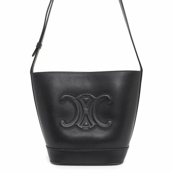セリーヌ ショルダーバッグ スモール バケット キュイル トリオンフ カーフレザー 198243 CELINE 黒