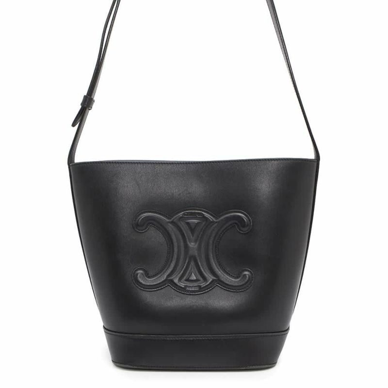 セリーヌ ショルダーバッグ スモール バケット キュイル トリオンフ カーフレザー 198243 CELINE 黒