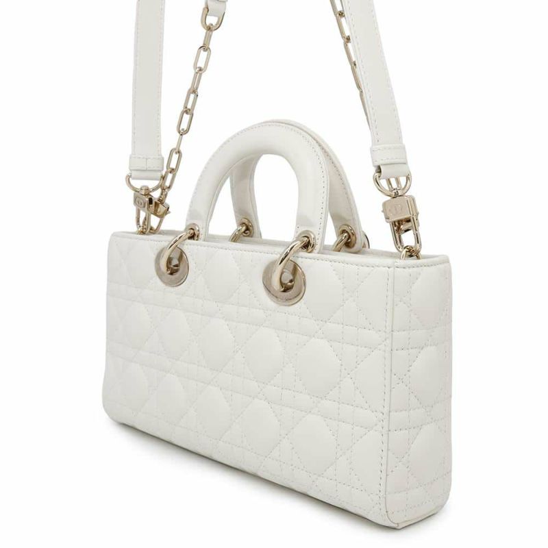 ディオール ハンドバッグ レディ D-JOY カナージュ ミディアム ラムスキン M0540ONGE Christian Dior 2way 白 ホワイト