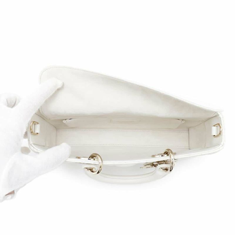 ディオール ハンドバッグ レディ D-JOY カナージュ ミディアム ラムスキン M0540ONGE Christian Dior 2way 白 ホワイト