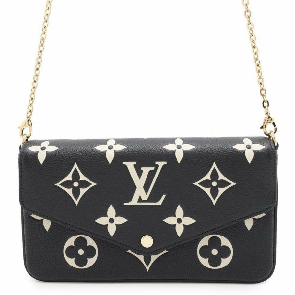ルイヴィトン チェーンウォレット バイカラー モノグラム・アンプラント ポシェット・フェリシー M80482 黒 ブラック
