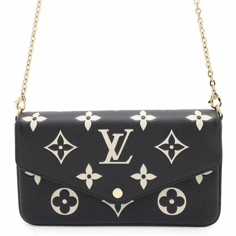 ルイヴィトン チェーンウォレット バイカラー モノグラム・アンプラント ポシェット・フェリシー M80482 黒 ブラック