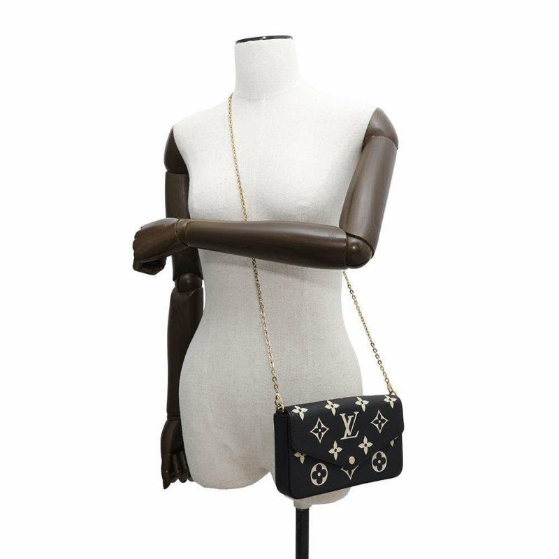 ルイヴィトン チェーンウォレット バイカラー モノグラム・アンプラント ポシェット・フェリシー M80482 黒 ブラック