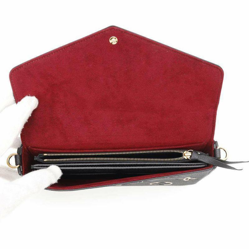 ルイヴィトン チェーンウォレット バイカラー モノグラム・アンプラント ポシェット・フェリシー M80482 黒 ブラック