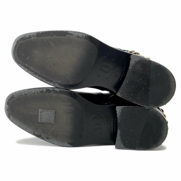 シャネル ショートブーツ ココマーク チェーン レザー レディースサイズ37 1/2C CHANEL 靴 黒