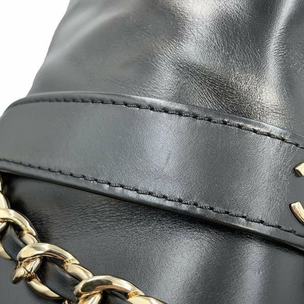 シャネル ショートブーツ ココマーク チェーン レザー レディースサイズ37 1/2C CHANEL 靴 黒