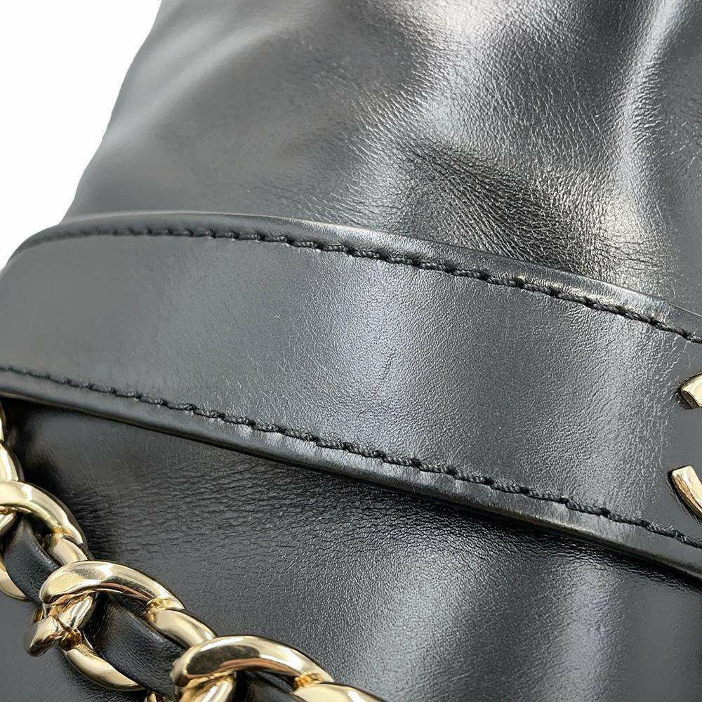 シャネル ショートブーツ ココマーク チェーン レザー レディースサイズ37 1/2C CHANEL 靴 黒