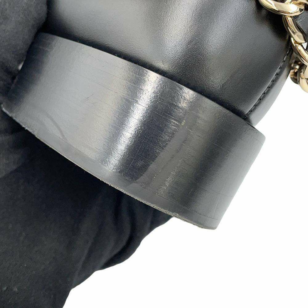 シャネル ショートブーツ ココマーク チェーン レザー レディースサイズ37 1/2C CHANEL 靴 黒