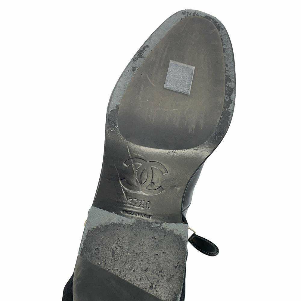 シャネル ショートブーツ ココマーク チェーン レザー レディースサイズ37 1/2C CHANEL 靴 黒