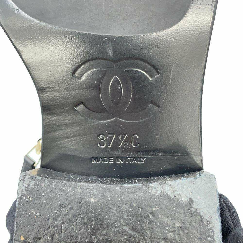 シャネル ショートブーツ ココマーク チェーン レザー レディースサイズ37 1/2C CHANEL 靴 黒