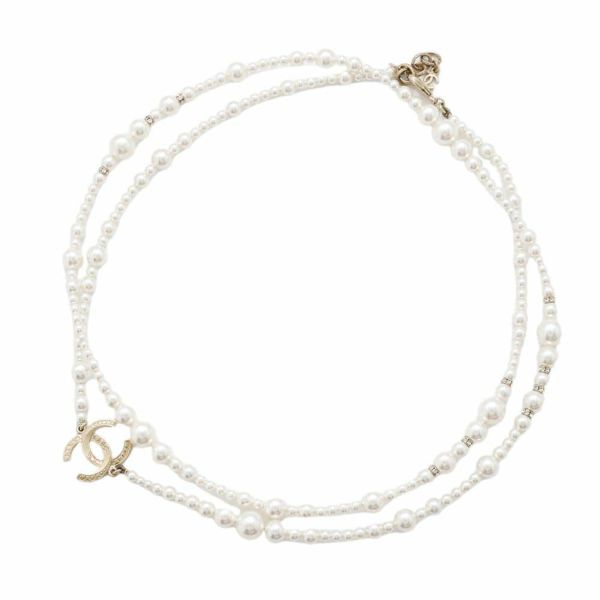 シャネル ネックレス ココマーク パール ロングネックレス ラインストーン A18 P CHANEL アクセサリー