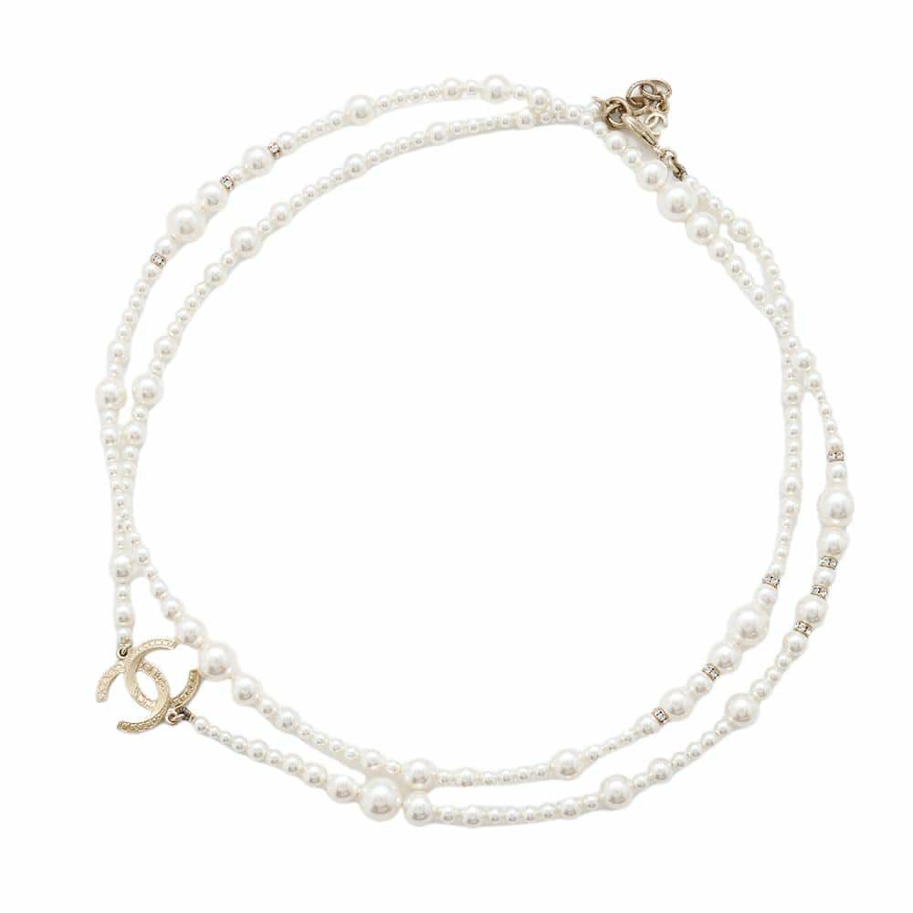 シャネル ネックレス ココマーク パール ロングネックレス ラインストーン A18 P CHANEL アクセサリー