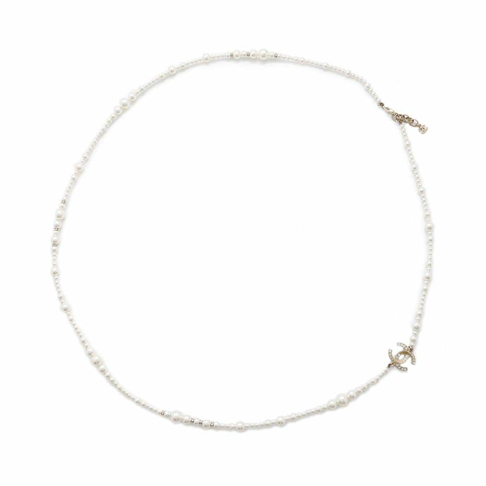 シャネル ネックレス ココマーク パール ロングネックレス ラインストーン A18 P CHANEL アクセサリー
