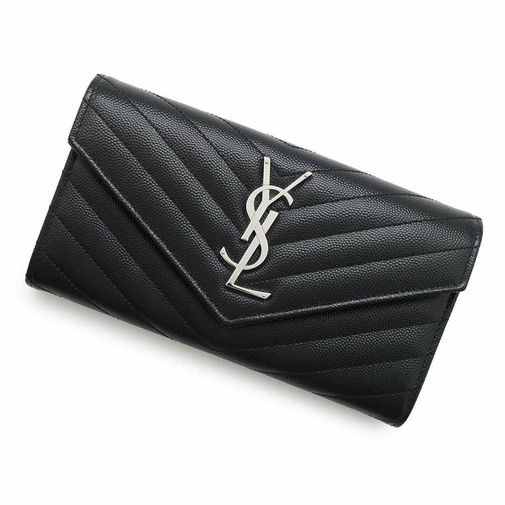 サンローランパリ 長財布 モノグラム ラージ キルティング フラップウォレット 372264 SAINT LAURENT PARIS 財布 YSL 黒