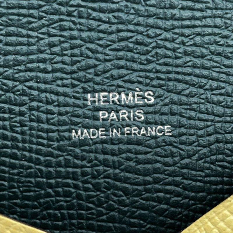 エルメス カードケース カルヴィ ヴェルソ ジョーヌプッサン/ヴェールモワイアン エプソン W刻印 財布