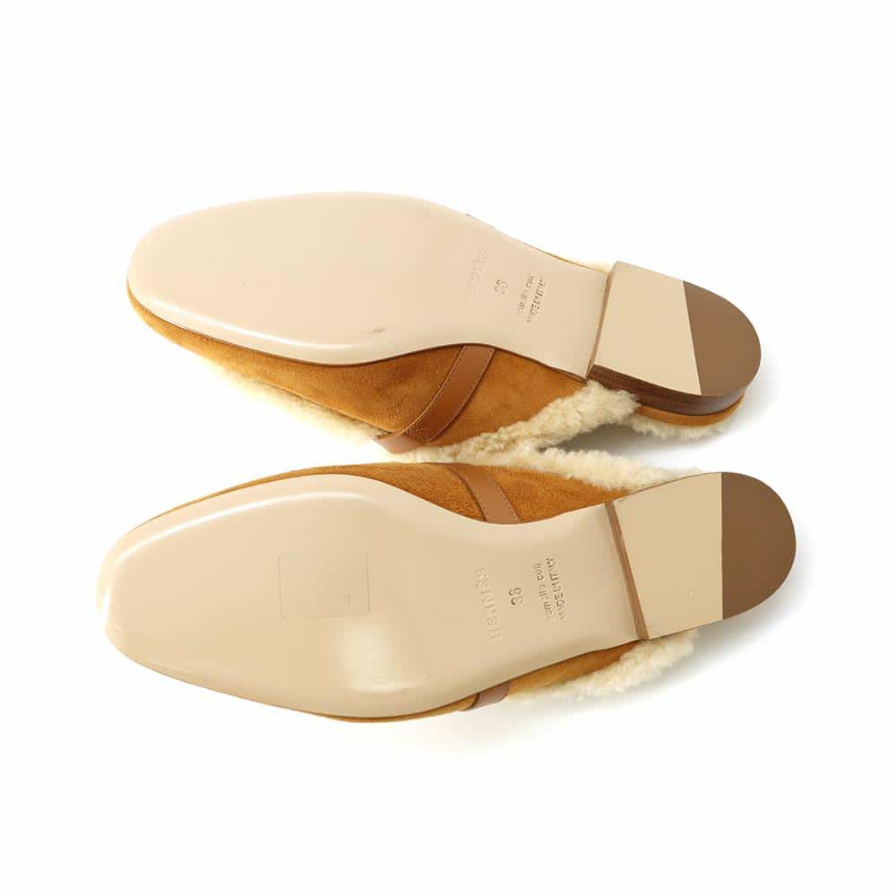 エルメス ミュール オズ OZ シープスキン ベロア レディースサイズ36 HERMES 靴