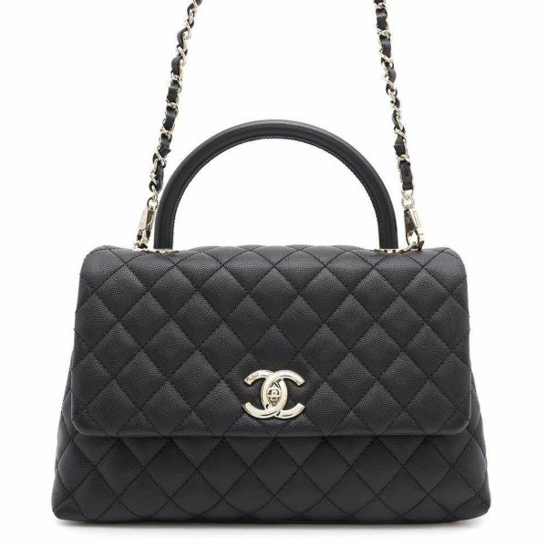 シャネル ハンドバッグ マトラッセ ココマーク ココハンドル キャビアスキン A92991 2wayショルダーバッグ 黒