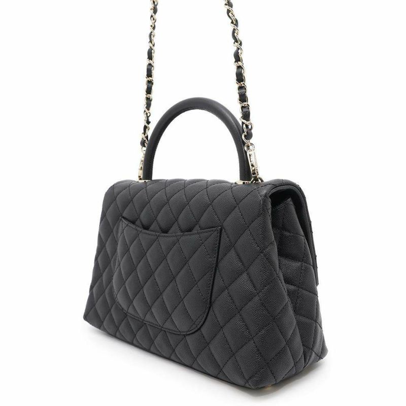 シャネル ハンドバッグ マトラッセ ココマーク ココハンドル キャビアスキン A92991 2wayショルダーバッグ 黒