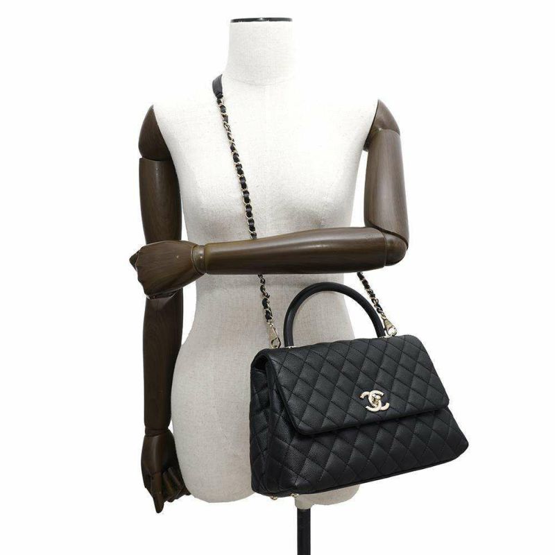 シャネル ハンドバッグ マトラッセ ココマーク ココハンドル キャビアスキン A92991 2wayショルダーバッグ 黒