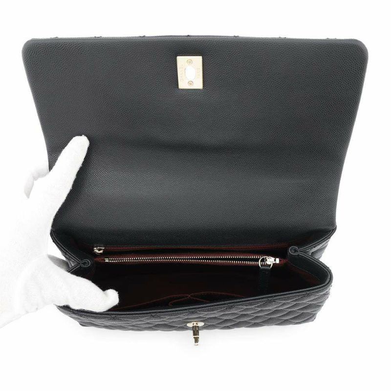 シャネル ハンドバッグ マトラッセ ココマーク ココハンドル キャビアスキン A92991 2wayショルダーバッグ 黒