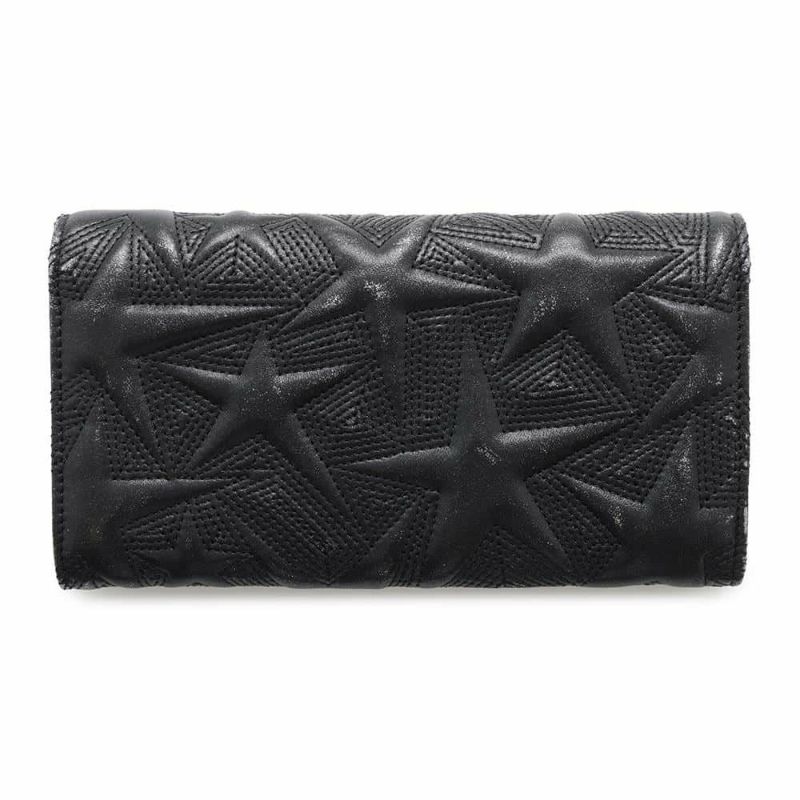 シャネル 長財布 スターエンボス ココマーク メタリック レザー A70097 CHANEL 財布 二つ折り長財布 黒