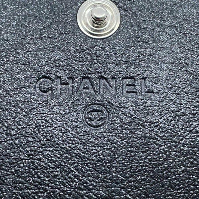 シャネル 長財布 スターエンボス ココマーク メタリック レザー A70097 CHANEL 財布 二つ折り長財布 黒