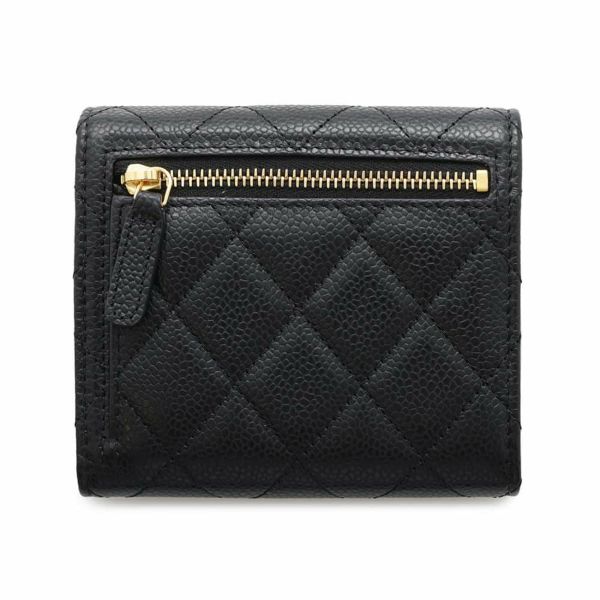シャネル 三つ折り財布 クラシック スモール フラップ ウォレット キャビアスキン AP0231 CHANEL 黒
