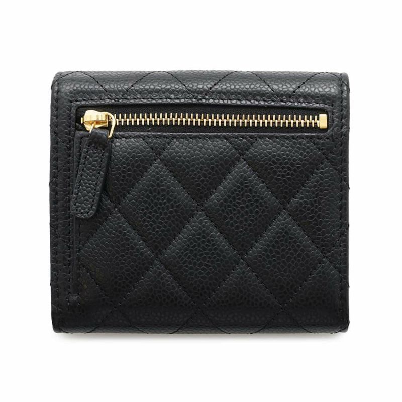 シャネル 三つ折り財布 クラシック スモール フラップ ウォレット キャビアスキン AP0231 CHANEL 黒