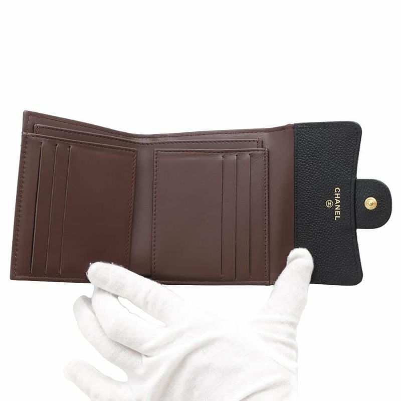 シャネル 三つ折り財布 クラシック スモール フラップ ウォレット キャビアスキン AP0231 CHANEL 黒