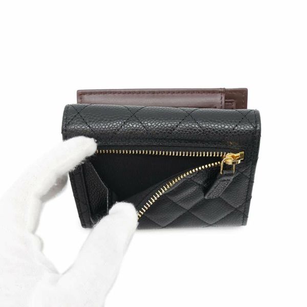 シャネル 三つ折り財布 クラシック スモール フラップ ウォレット キャビアスキン AP0231 CHANEL 黒