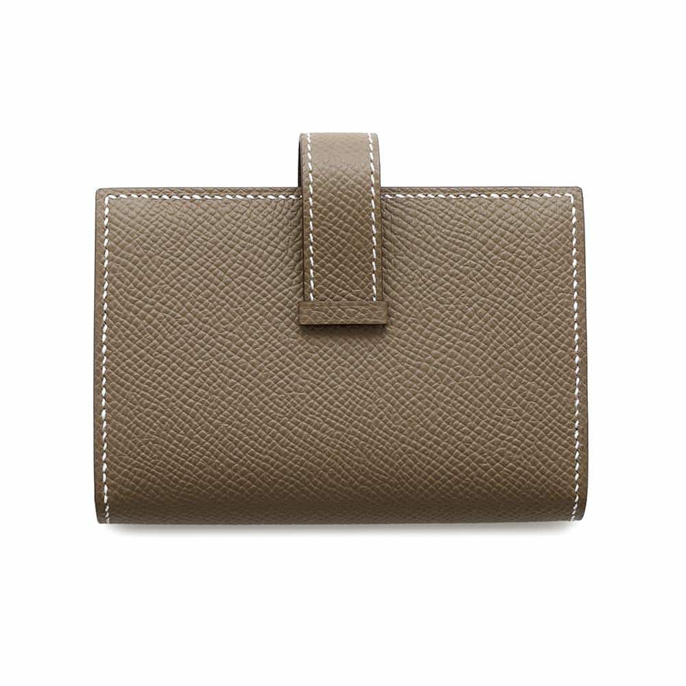 エルメス カードケース ベアン ミニ 小銭入れ付き エトゥープ/シルバー金具 エプソン W刻印 HERMES 名刺入れ コインケース