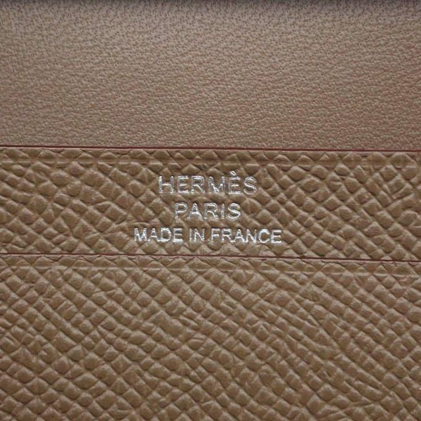 エルメス カードケース ベアン ミニ 小銭入れ付き エトゥープ/シルバー金具 エプソン W刻印 HERMES 名刺入れ コインケース
