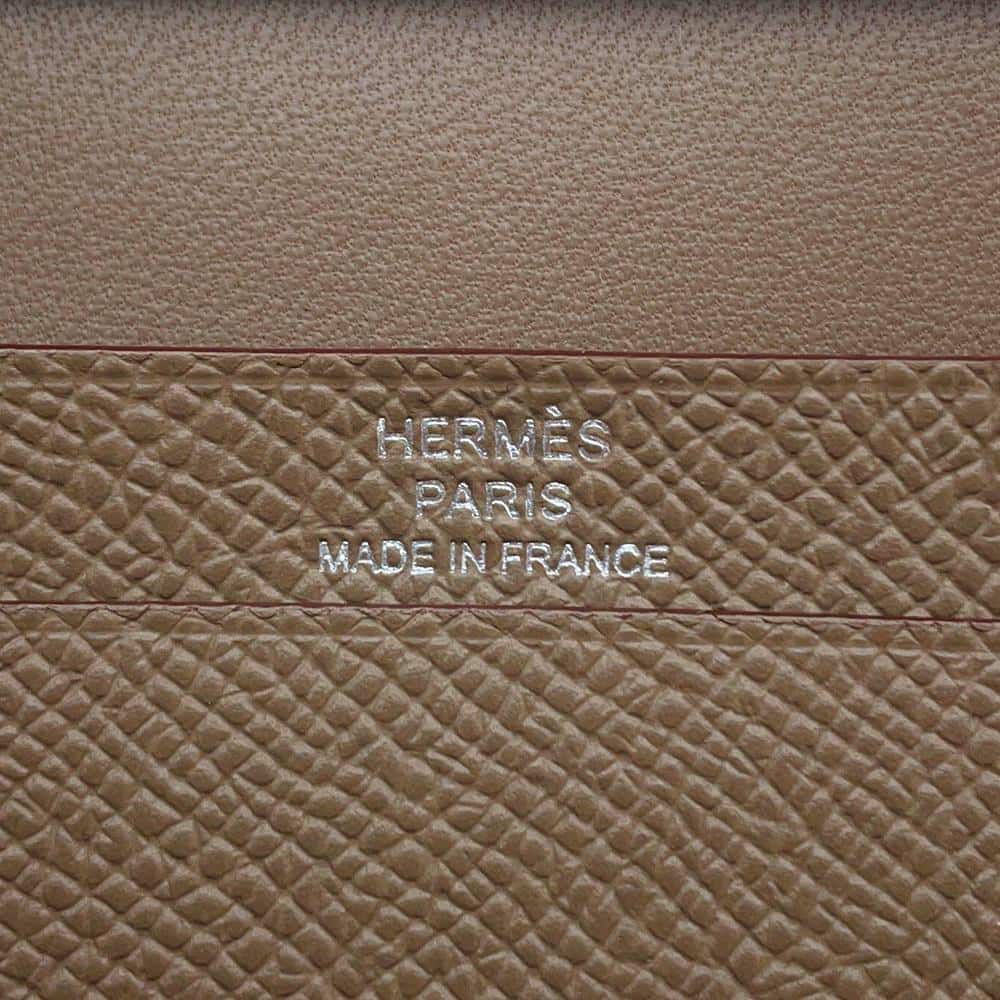 エルメス カードケース ベアン ミニ 小銭入れ付き エトゥープ/シルバー金具 エプソン W刻印 HERMES 名刺入れ コインケース