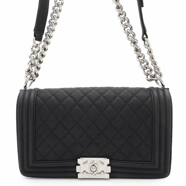 シャネル チェーンショルダーバッグ ボーイシャネル ソフトキャビアスキン A67086 CHANEL バッグ 斜めがけ BOY CHANEL 黒