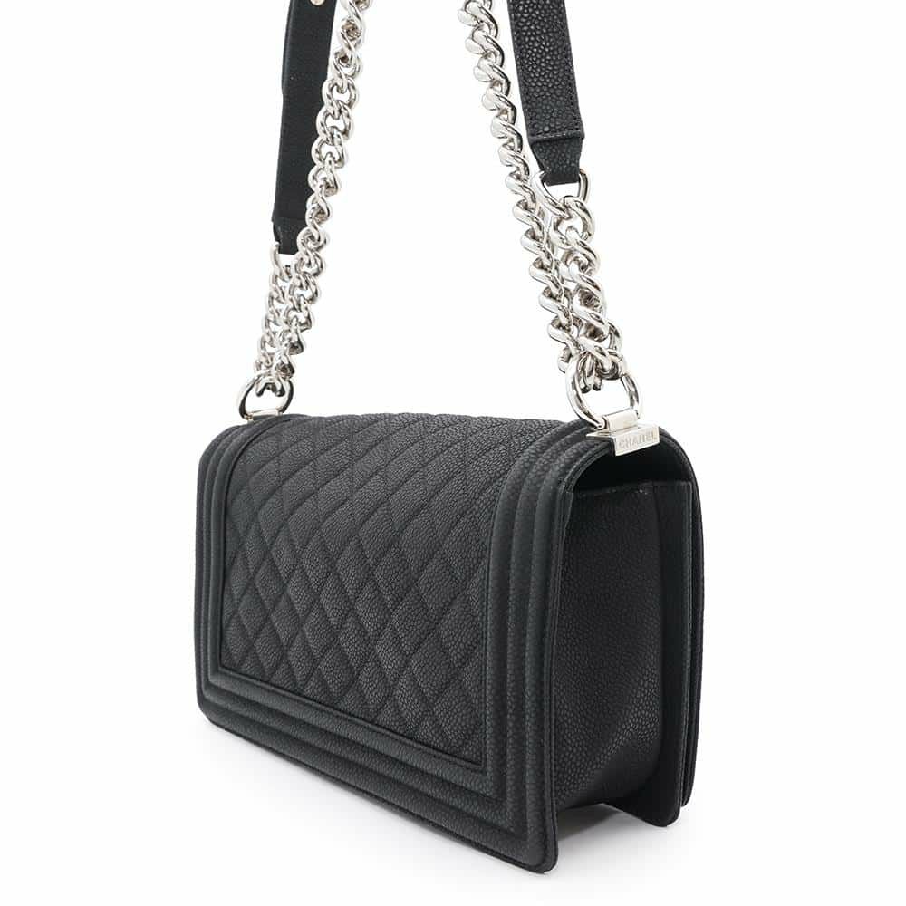 シャネル チェーンショルダーバッグ ボーイシャネル ソフトキャビアスキン A67086 CHANEL バッグ 斜めがけ BOY CHANEL 黒