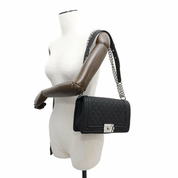シャネル チェーンショルダーバッグ ボーイシャネル ソフトキャビアスキン A67086 CHANEL バッグ 斜めがけ BOY CHANEL 黒