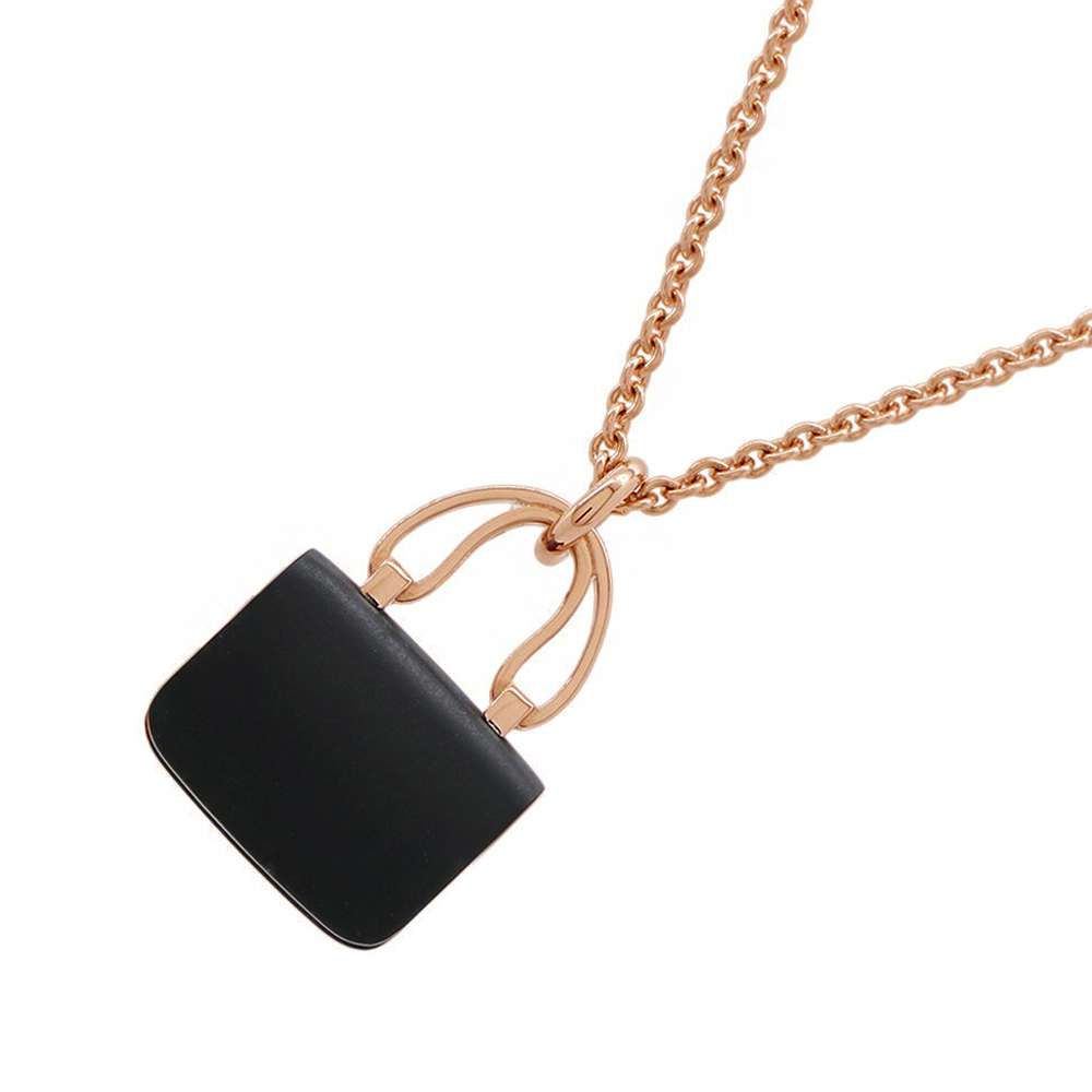 エルメス ネックレス コンスタンス アミュレット ペンダント K18PG ブラックジェイド 6.5ct HERMES ジュエリー