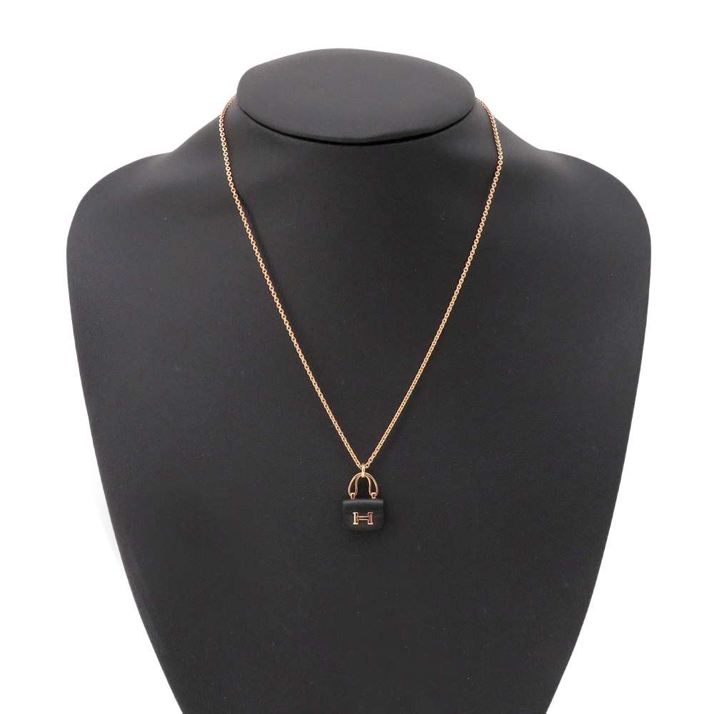 エルメス ネックレス コンスタンス アミュレット ペンダント K18PG ブラックジェイド 6.5ct HERMES ジュエリー