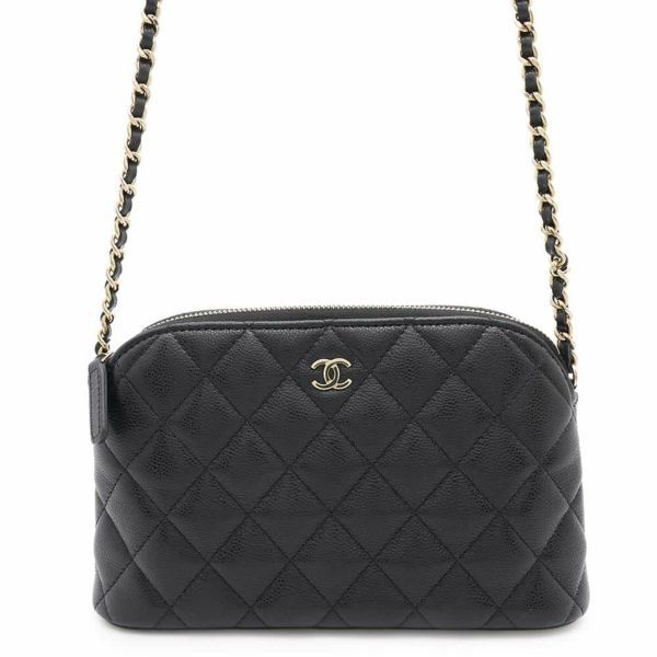 シャネル チェーンショルダーバッグ マトラッセ ココマーク キャビアスキン AP4016 CHANEL 黒