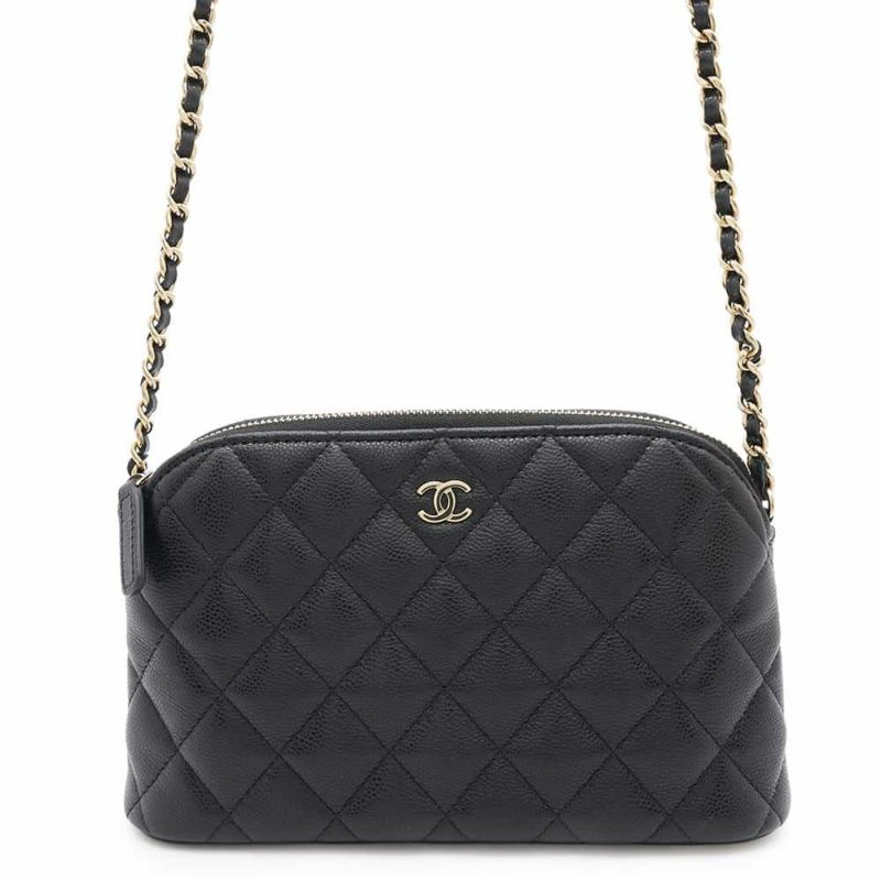 シャネル チェーンショルダーバッグ マトラッセ ココマーク キャビアスキン AP4016 CHANEL 黒