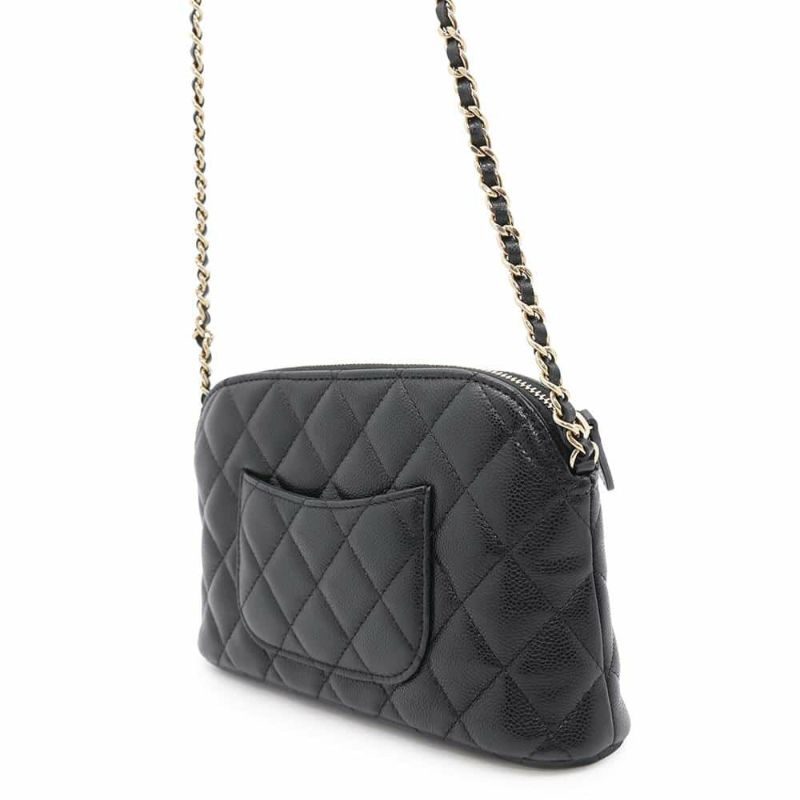 シャネル チェーンショルダーバッグ マトラッセ ココマーク キャビアスキン AP4016 CHANEL 黒