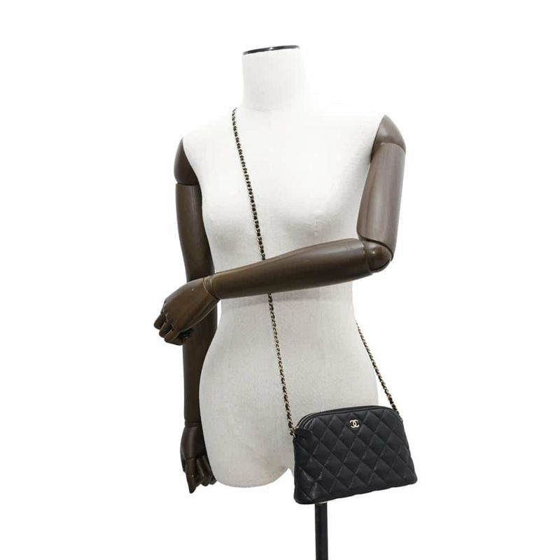 シャネル チェーンショルダーバッグ マトラッセ ココマーク キャビアスキン AP4016 CHANEL 黒